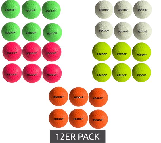 12-pack SCOOP X-Treme Hockey Street Balls with Dimple Design, Sports Equipment, White, Green, Pink, Yellow, or Orange 12-pack SCOOP X-Treme Hockey Street Balls with Dimple Design, Sports Equipment, White, Green, Pink, Yellow, or Orange