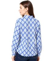 ZWILLINGSHERZ Women's Cotton Summer Blouse with Oval Vine Pattern 33246 Orange/Pink or Blue/White/Pink ZWILLINGSHERZ Women's Cotton Summer Blouse with Oval Vine Pattern 33246 Orange/Pink or Blue/White/Pink