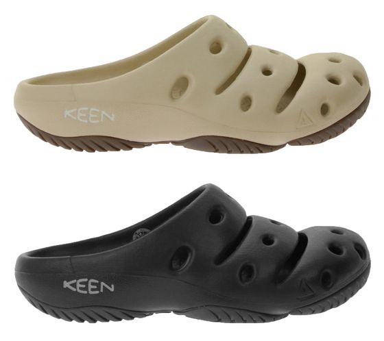 Zoccoli da donna KEEN Yogui con pantofole Eco Anti-Odor e plantare testurizzato, neri o beige Zoccoli da donna KEEN Yogui con pantofole Eco Anti-Odor e plantare testurizzato, neri o beige