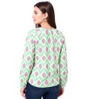 ZWILLINGSHERZ Women's Summer Blouse with Eye-Catching Pattern, Cotton Long-Sleeve Shirt 33227 White/Orange/Pink or White/Green/Pink ZWILLINGSHERZ Women's Summer Blouse with Eye-Catching Pattern, Cotton Long-Sleeve Shirt 33227 White/Orange/Pink or White/Green/Pink