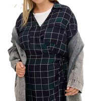 2er Sparpack weich fließendes Damen Mini-Kleid kariertes Wickel-Kleid mit Hemdkragen 914043 Blau