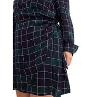 2er Sparpack weich fließendes Damen Mini-Kleid kariertes Wickel-Kleid mit Hemdkragen 914043 Blau