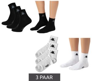 3 Paar Kappa Low Cut-Socken Baumwoll-Strümpfe mit Logo Alltags-Socken 304M5N0 Weiß oder Schwarz 3 Paar Kappa Low Cut-Socken Baumwoll-Strümpfe mit Logo Alltags-Socken 304M5N0 Weiß oder Schwarz