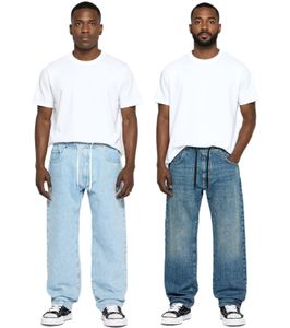 Jeans da uomo alla moda, pantaloni larghi in denim con coulisse BR-12000 in blu scuro o azzurro