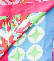 ZWILLINGSHERZ Hawaiian Flower Square Scarf with Flowers and Ornaments Fashion Scarf 3016Q-2907 in Orange, Blue, or Pink Multicolor