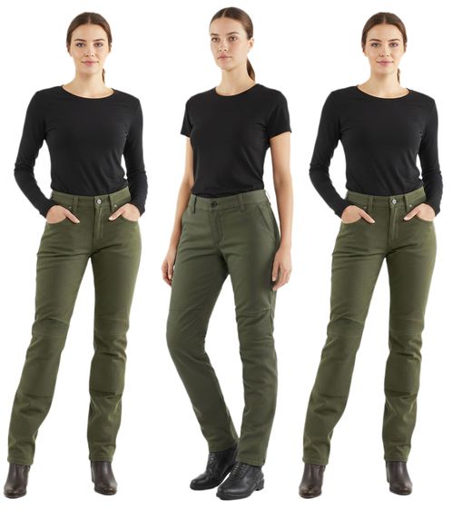 DAINESE Lady Tex Women's Motorcycle Pants with Pro-Shape 2.0 Protectors Motorcycle Jeans Motorcycle Chino Motorsport Pants 202755 Olive Green in Casual Slim, Casual Regular, or Chino Style
