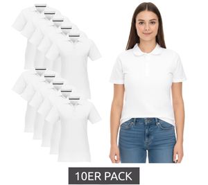 Lot de 10 polos femme ELEVATE Helios, coton piqué, 180 g/m², blanc (réf. 3810701)