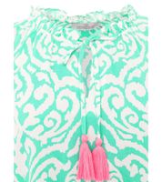 Blusa estiva da donna ZWILLINGSHERZ Ornaments, tunica con nappe 33223, disponibile in rosa, verde o blu