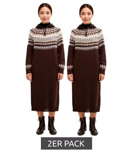 2-Pack Women's Knit Mini Dress with Short Zipper, Long Sleeve, Value Pack 940631 Dark Brown