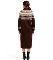 2er Pack Damen Strick-Kleid Mini-Kleid mit kurzem Reißverschluss Langarm-Kleid Sparpack 940631 Dunkelbraun