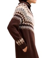 2er Pack Damen Strick-Kleid Mini-Kleid mit kurzem Reißverschluss Langarm-Kleid Sparpack 940631 Dunkelbraun