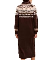 2er Pack Damen Strick-Kleid Mini-Kleid mit kurzem Reißverschluss Langarm-Kleid Sparpack 940631 Dunkelbraun