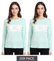 2-Pack Women's Sustainable Thermal Shirt in Soft Super-Stretch Material Ski Underwear Value Pack 913257 Mint Green