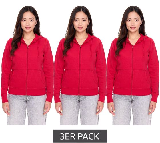 3-Pack ELEVATE Theron Women's Sweat Jacket with 240 g/m² Cotton Sweater Hoodie Value Pack 3823025 Red