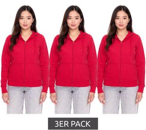 3-Pack ELEVATE Theron Women's Sweat Jacket with 240 g/m² Cotton Sweater Hoodie Value Pack 3823025 Red