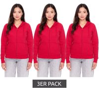 3-Pack ELEVATE Theron Women's Sweat Jacket with 240 g/m² Cotton Sweater Hoodie Value Pack 3823025 Red