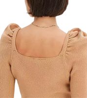 Confezione da 2 abiti da donna in maglia a coste con scollo quadrato, miniabito a maniche lunghe 921895 Marrone