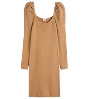 Confezione da 2 abiti da donna in maglia a coste con scollo quadrato, miniabito a maniche lunghe 921895 Marrone