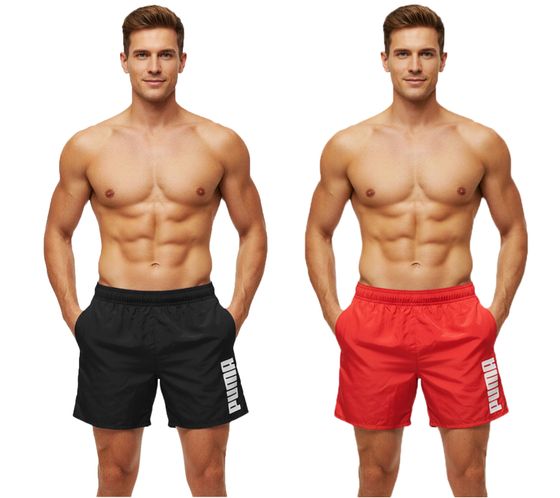 Pantaloncini da bagno da uomo Puma con tasche, eleganti costumi estivi 100004862, neri o rossi