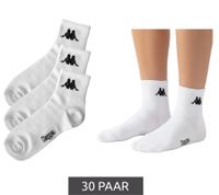 30 Pairs of Kappa Low Cut Socks, Cotton Socks with Logo, Everyday Socks 304M5N0 923 White