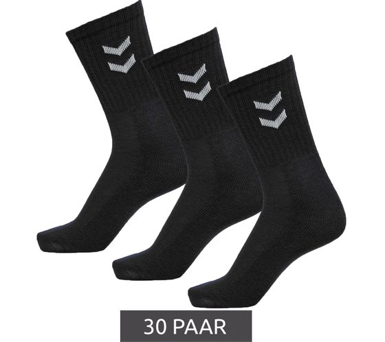 30 Pairs of hummel Basic Crew Socks with Contrast Lace, Cotton Sports Socks 022030-2001 Black