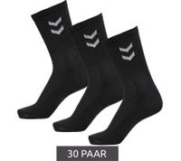 30 Pairs of hummel Basic Crew Socks with Contrast Lace, Cotton Sports Socks 022030-2001 Black