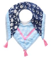 ZWILLINGSHERZ Vierecks-Tuch mit Ankern und Moin Moin Schriftzug Mode-Tuch 3016Q Pink/Orange, Pink/Blau oder Blau/Pink