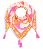 ZWILLINGSHERZ Vierecks-Tuch mit Ankern und Moin Moin Schriftzug Mode-Tuch 3016Q Pink/Orange, Pink/Blau oder Blau/Pink