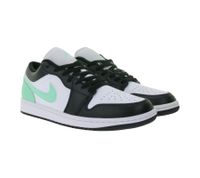 NIKE Air Jordan 1 Low Men's Sneakers with Encapsulated Air Cushioning System, Genuine Leather Shoes 553558-131 Black/White/Green