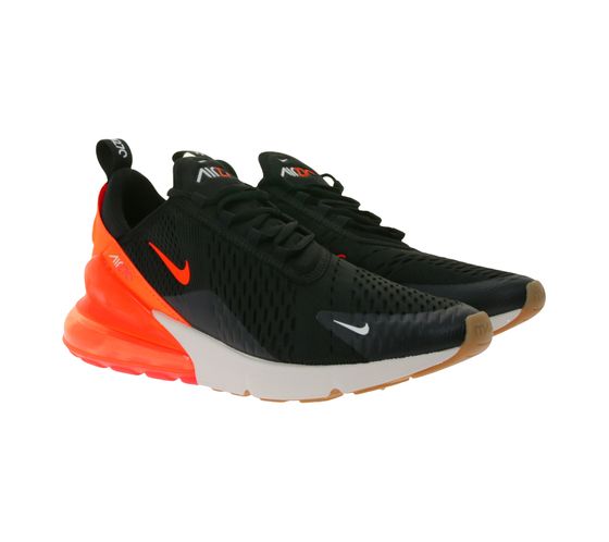 NIKE Air Max 270 Herren Sneaker Mesh-Turnschuhe mit Air-Dämpfung Retro-Sneaker AH8050-030 Schwarz/Weiß/Orange