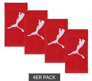 4er Sparpack PUMA Baumwoll-Badetuch Frottee-Handtuch mit großem Marken-Logo 50cm x 100cm 054553 02 Rot