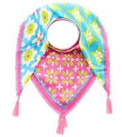 ZWILLINGSHERZ Vierecks-Tuch mit Blumen und Ornamenten Mode-Tuch 3016Q Türkis/Pink/Bunt, Orange/Pink oder Orange/Bunt