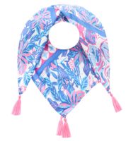 ZWILLINGSHERZ Vierecks-Tuch mit Blumen und Ornamenten Mode-Tuch Retro 3016Q Blau/Pink, Blau/Weiß oder Pink/Bunt