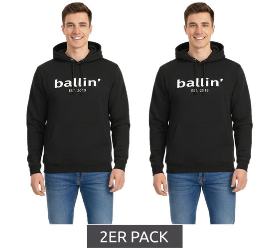 2-Pack Ballin Est. 2013 Men's Sustainable Hoodie with Logo Print on the Front HO-H00050 Black