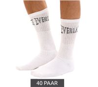 40 Pairs of EVERLAST Men's Sports Socks with Cotton Blend, Long Socks, OEKO-TEX Standard 100, EVL1TENX10BL, White