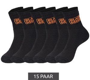 15 Pairs of BLACK+DECKER Men's Work Socks with Cushion Terry Cotton Socks, OEKO-TEX Standard 100 Certified, BX/OBII/1/TEKE, Anthracite/Black