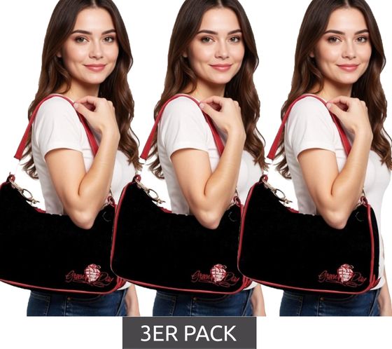 3er Sparpack Green Day Punkrock-Band Damen Schulter-Tasche stylische Strick-Tasche Handtasche LB102733GRN0 Schwarz