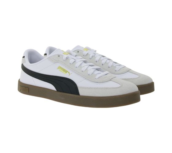 PUMA Club II Era Echtleder-Schuhe Herren Sneaker im Fußball-Retro Design mit Softfoam 397447 07 Weiß/Schwarz
