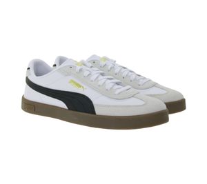 PUMA Club II Era Echtleder-Schuhe Herren Sneaker im Fußball-Retro Design mit Softfoam 397447 07 Weiß/Schwarz
