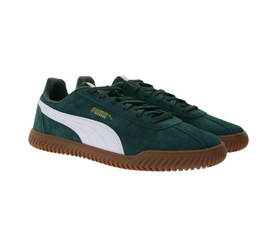 PUMA Club Kayzer Suede Chaussures Homme en daim, Baskets de football rétro avec semelle Softfoam 402606 02 Vert/Blanc