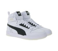 PUMA Rebound Game Herren Echtleder-Schuhe Damen Hi-Top Sneaker im Basketball Design mit Softfoam 385839 01 Weiß/Schwarz