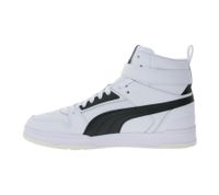 PUMA Rebound Game Herren Echtleder-Schuhe Damen Hi-Top Sneaker im Basketball Design mit Softfoam 385839 01 Weiß/Schwarz