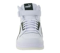 PUMA Rebound Game Herren Echtleder-Schuhe Damen Hi-Top Sneaker im Basketball Design mit Softfoam 385839 01 Weiß/Schwarz