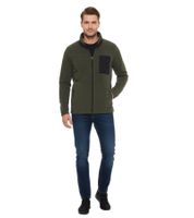 INDICODE Wilton Men's Fleece Jacket with Stand-Up Collar and Chest Pocket, Heathered Transitional Jacket 55383MM 600 Green