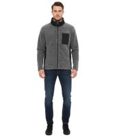 INDICODE Wilton Men's Fleece Jacket with Stand-Up Collar and Chest Pocket, Heathered Transitional Jacket 55383MM 999 Gray/Black