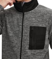 INDICODE Wilton Men's Fleece Jacket with Stand-Up Collar and Chest Pocket, Heathered Transitional Jacket 55383MM 999 Gray/Black