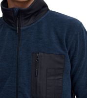 INDICODE Wilton Men's Fleece Jacket with Stand-Up Collar and Chest Pocket, Heathered Transitional Jacket 55383MM 420 Navy/Black