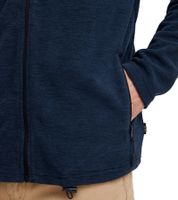INDICODE Wilton Men's Fleece Jacket with Stand-Up Collar and Chest Pocket, Heathered Transitional Jacket 55383MM 420 Navy/Black