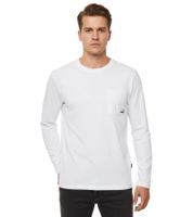 Chemise basique à manches longues pour homme 11 PROJECT Emilio, col rond, 100 % coton, blanche (réf. 21300996ME 110601)