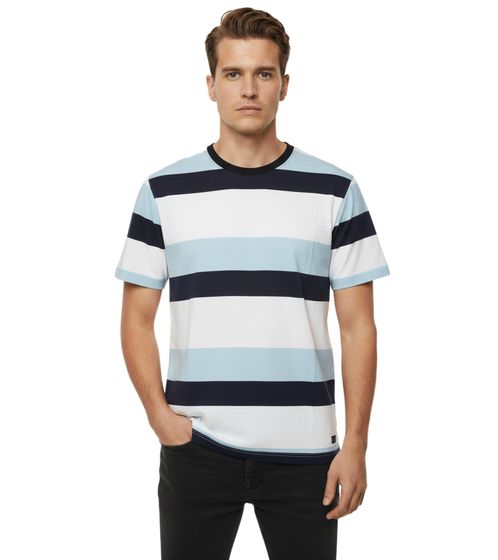11 PROJECT Frankie T-shirt da uomo in cotone, camicia estiva color-block 21301046 194010 Blu/Bianco